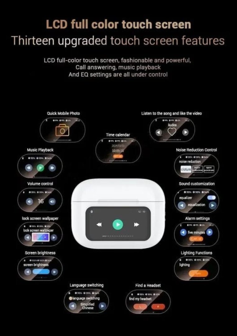 Wireless Bluetooth Earphones with Touch Screen