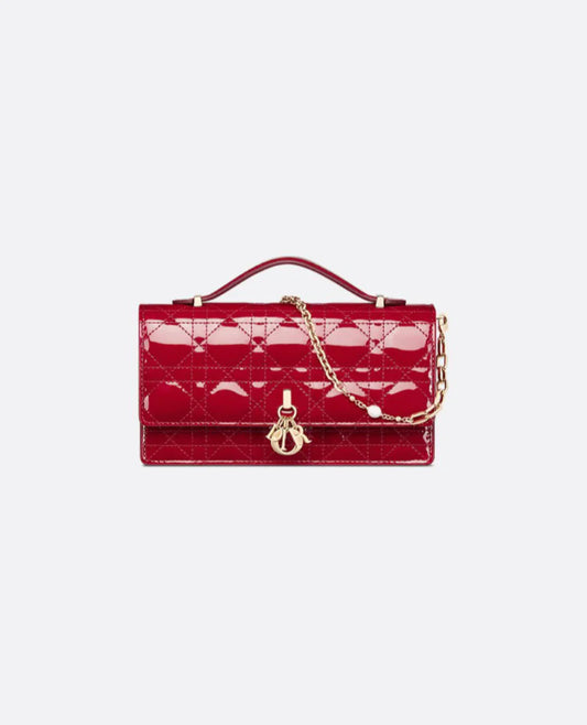 Dior Mini Bag Cherry Red Patent Cannage Calfskin